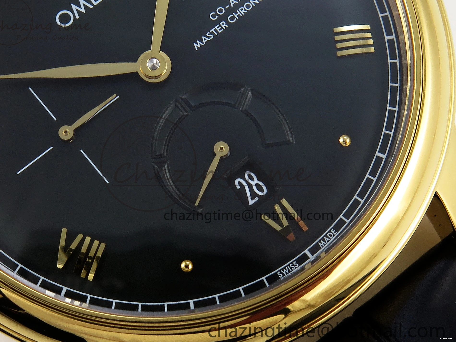 0501 WeatherProof De Ville Power Reserve YG MKF 1:1 Best Edition Black Dial on Black Leather Strap A 7758